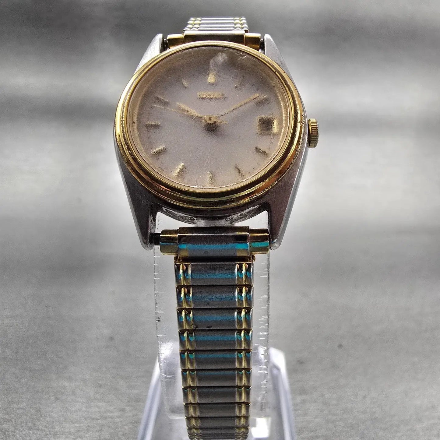 Seiko Watch Women 24mm White Dial Two Tone Date Round 7N82-0399 New Battery VTG5