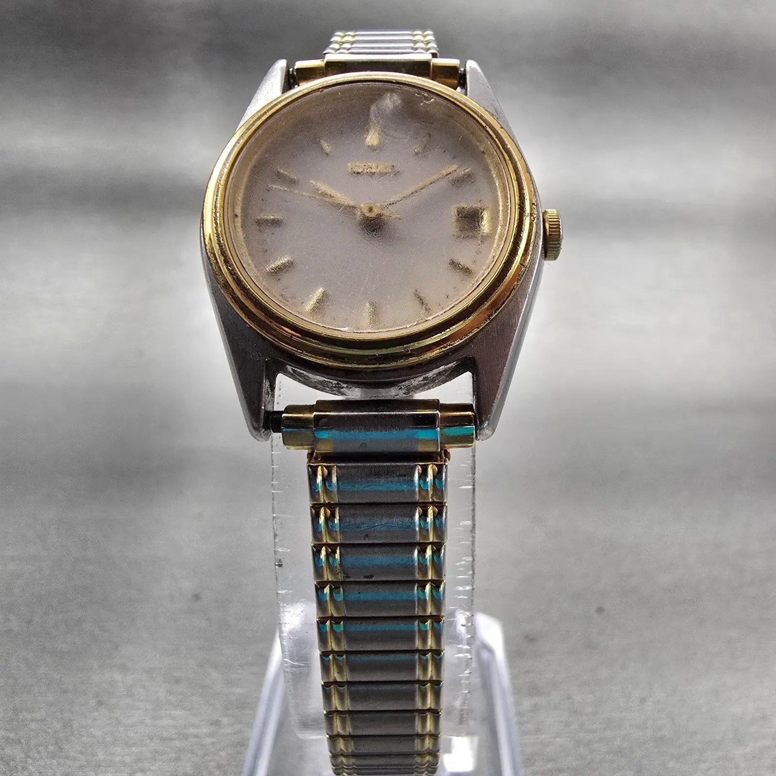 Seiko Watch Women 24mm White Dial Two Tone Date Round 7N82-0399 New Battery VTG5