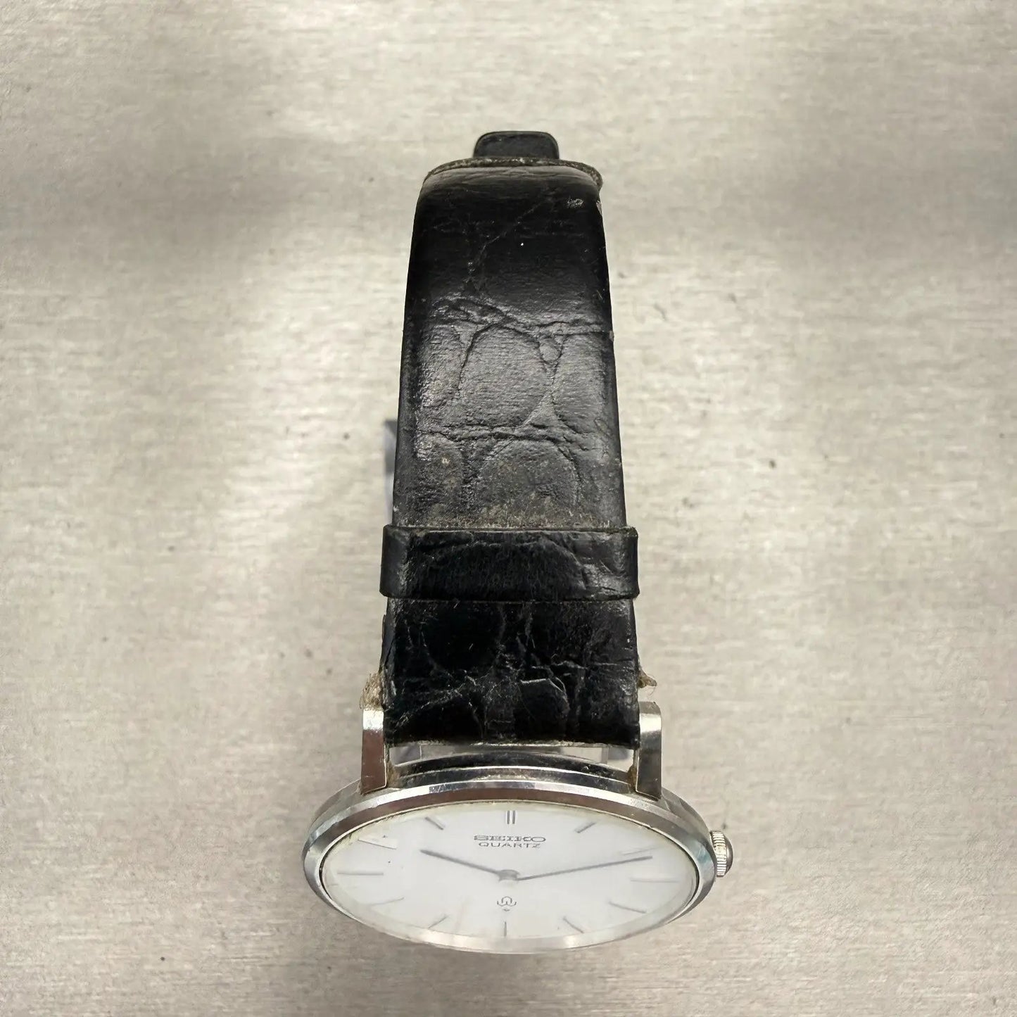 Seiko Watch Men 33mm White Dial Silver Tone Round 7820-9000 New Battery VTG4