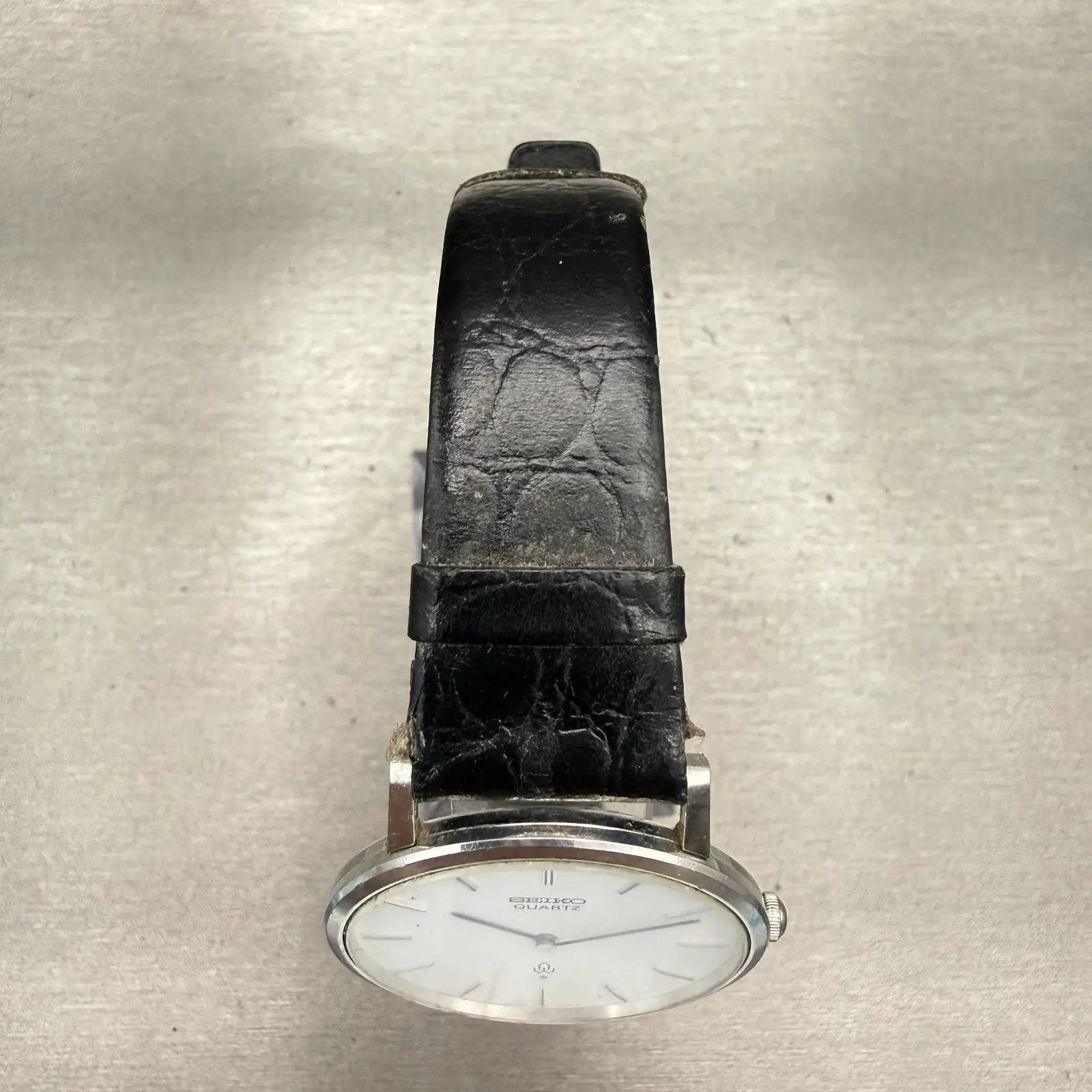 Seiko Watch Men 33mm White Dial Silver Tone Round 7820-9000 New Battery VTG4