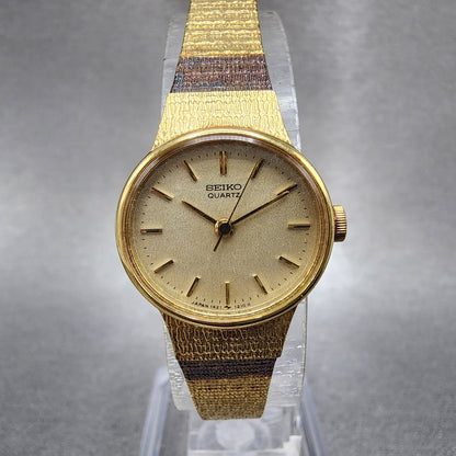 Seiko Watch Women 20mm Champagne Dial Gold Tone Oval 14215710 New Battery0