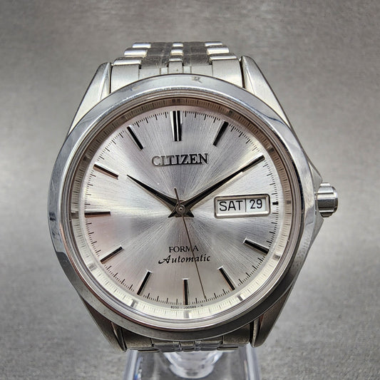 Citizen Forma Automatic Watch Men 37mm Silver Dial Silver Tone Daydate Runs