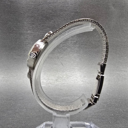 Bucherer Watch Women 20mm Black Dial Silver Tone Manual Wind Runs Gem Set Bezel6