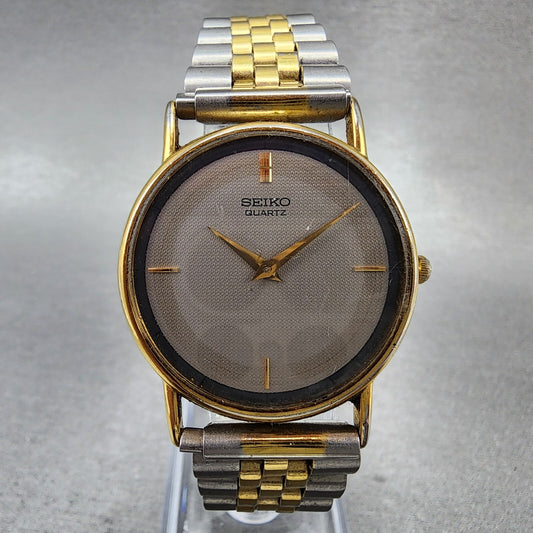 Seiko Watch Men 31mm Gray Dial Gold Tone Round 5Y307000 PARTS Vintage0