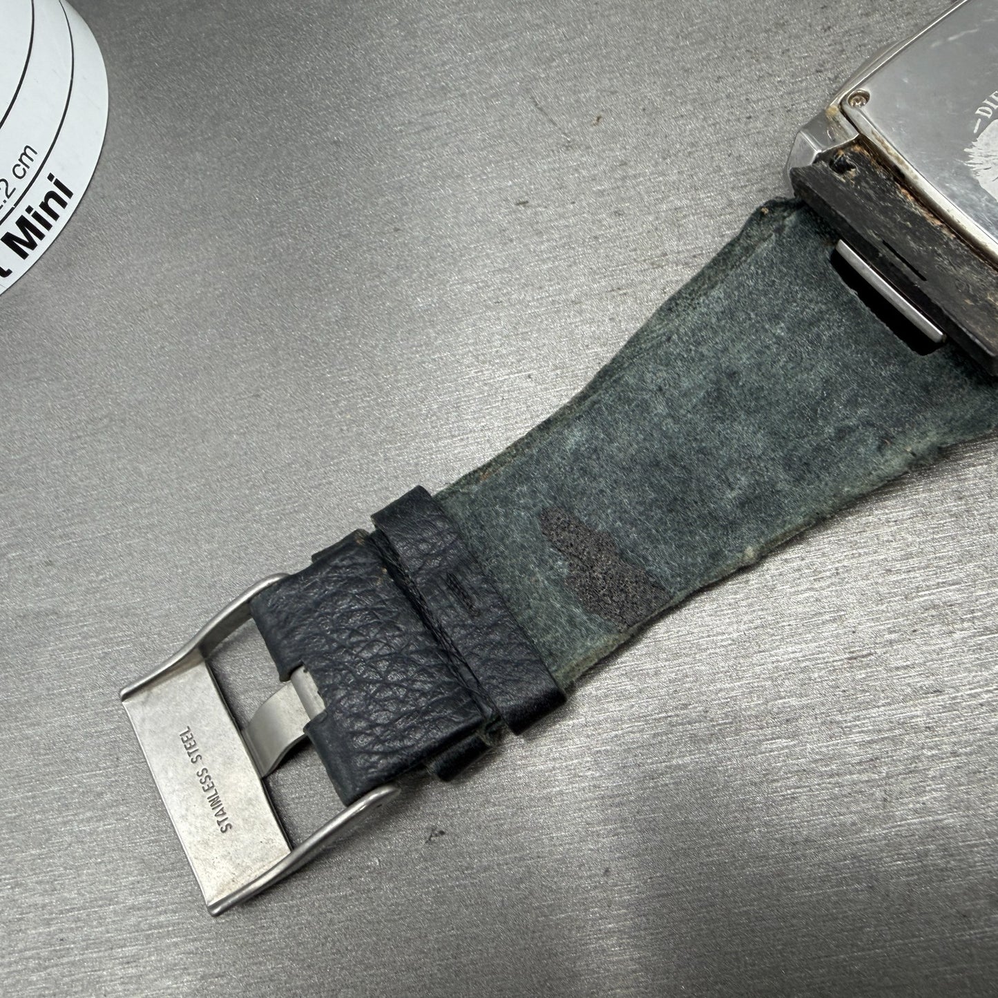 Diesel Bugout Watch Men 49mm Black Dial Steel Daydate Rectangle DZ-1215 New Batt9