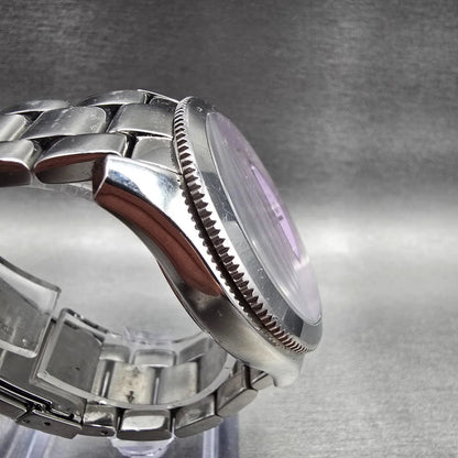 Fossil Cecile Watch Women 40mm Purple Dial Silver Tone Daydate AM4555 New Batt3