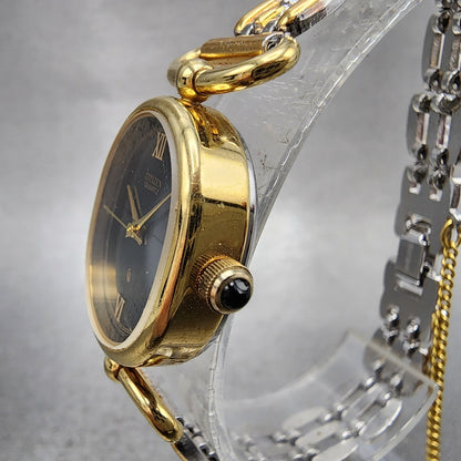 Citizen CQ Watch Women 21mm Black Dial Gold Tone Oval 4154525 New Battery2