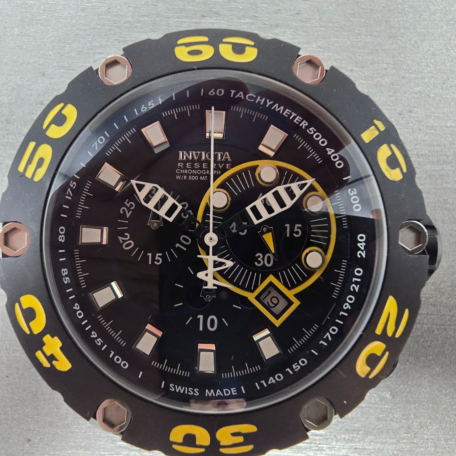 Invicta Reserve chronograph Dive Watch Men 51mm Black Dial Steel 0902 NewBattery1
