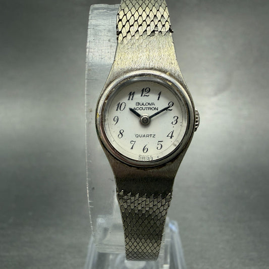 Bulova Accutron Watch Women 16mm White Dial Silver Tone Round New Battery VTG0