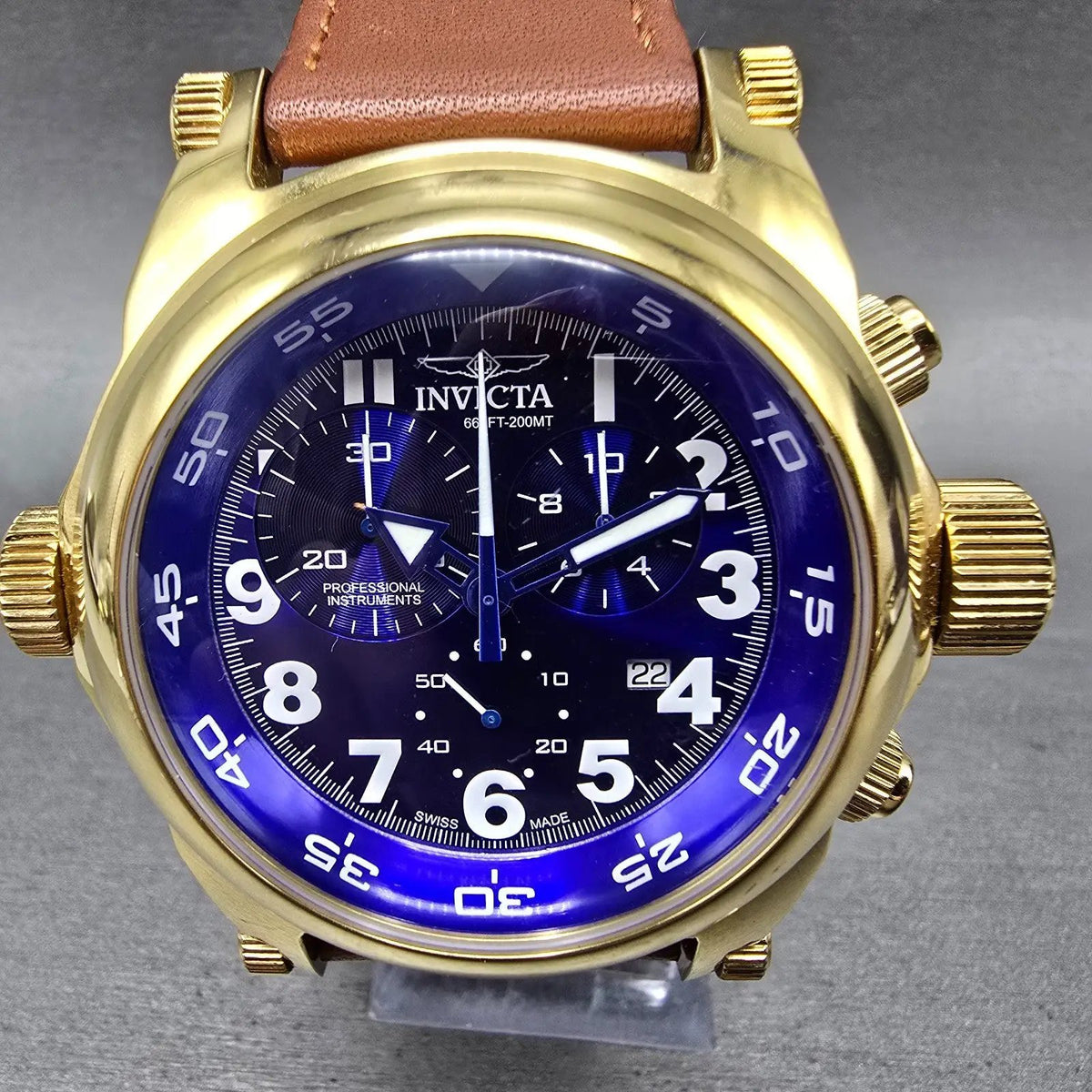 Invicta I Force Chronograph Watch Men 51mm Blue Dial Gold Tone 5418 New Battery1