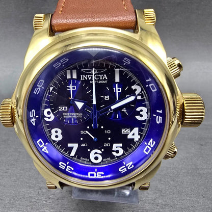 Invicta I Force Chronograph Watch Men 51mm Blue Dial Gold Tone 5418 New Battery1