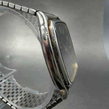 Seiko Tank Watch Men 31mm Black Dial Silver Tone Rectangle 6030-5190 PARTS4