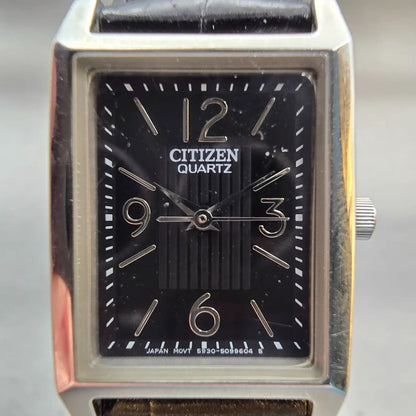 Citizen Watch Women 20mm Black Dial Silver Tone Rectangle 5930-S066859 New Batt1