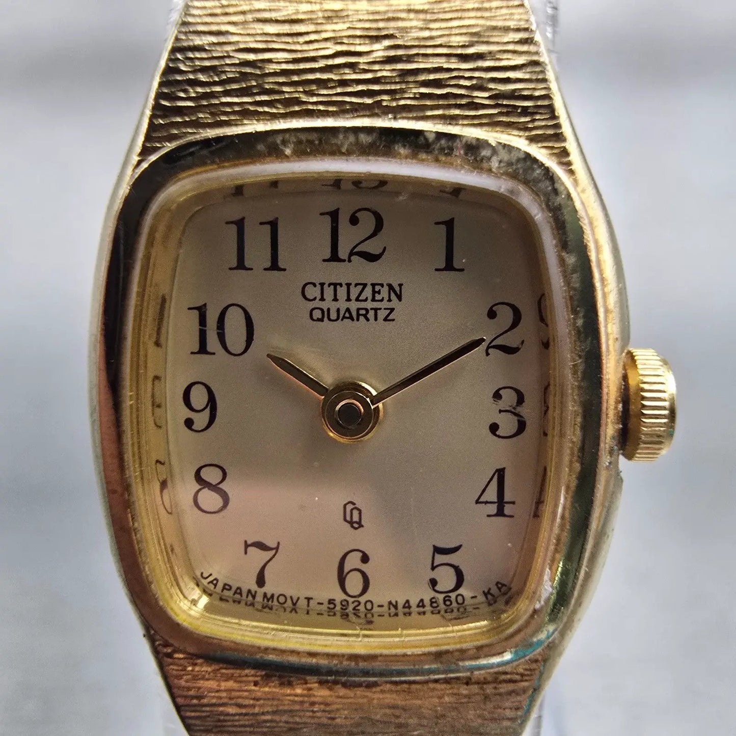 Citizen CQ Watch Women 16mm Champagne Dial Gold Tone 5920-S50150 New Battery VTG1