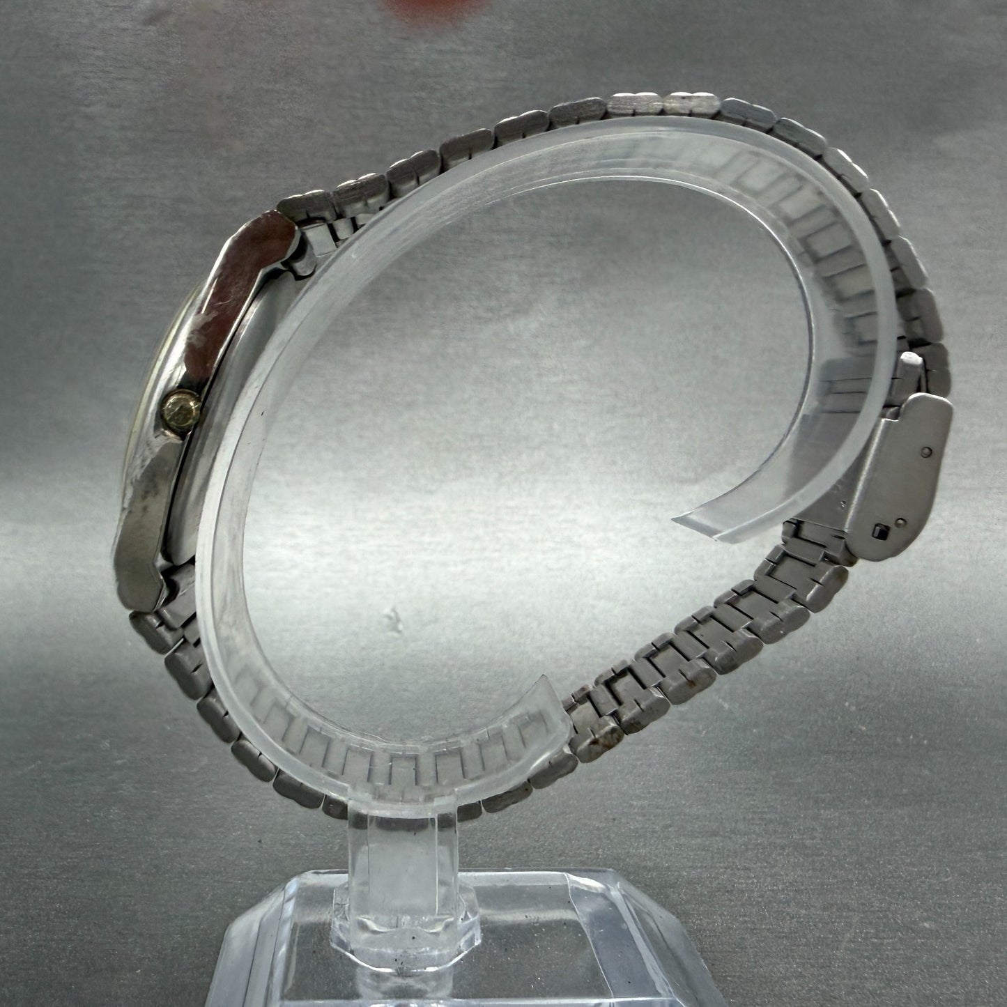 Seiko Watch Men 32mm Silver Dial Silver Tone Round 5Y31-8019 New Battery VTG6