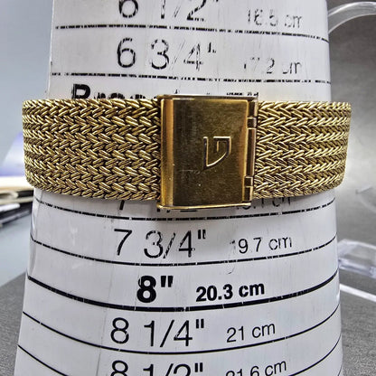 Gruen Tank Watch Men 30mm Gold Dial Gold Tone Rectangle New Battery VTG10