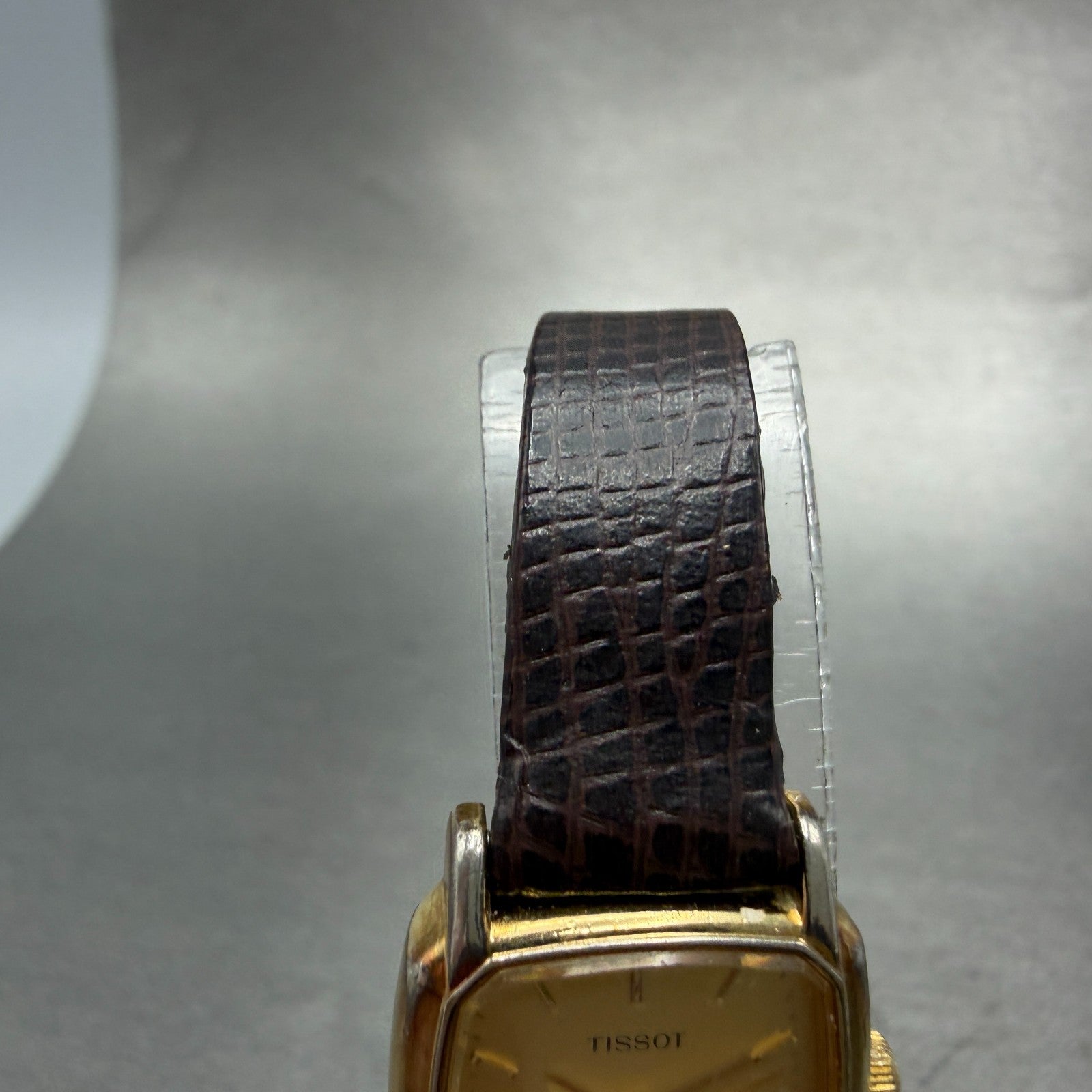 Tissot Watch Women 20mm Gold Dial Gold Tone Rectangle Leather Swiss New Battery4