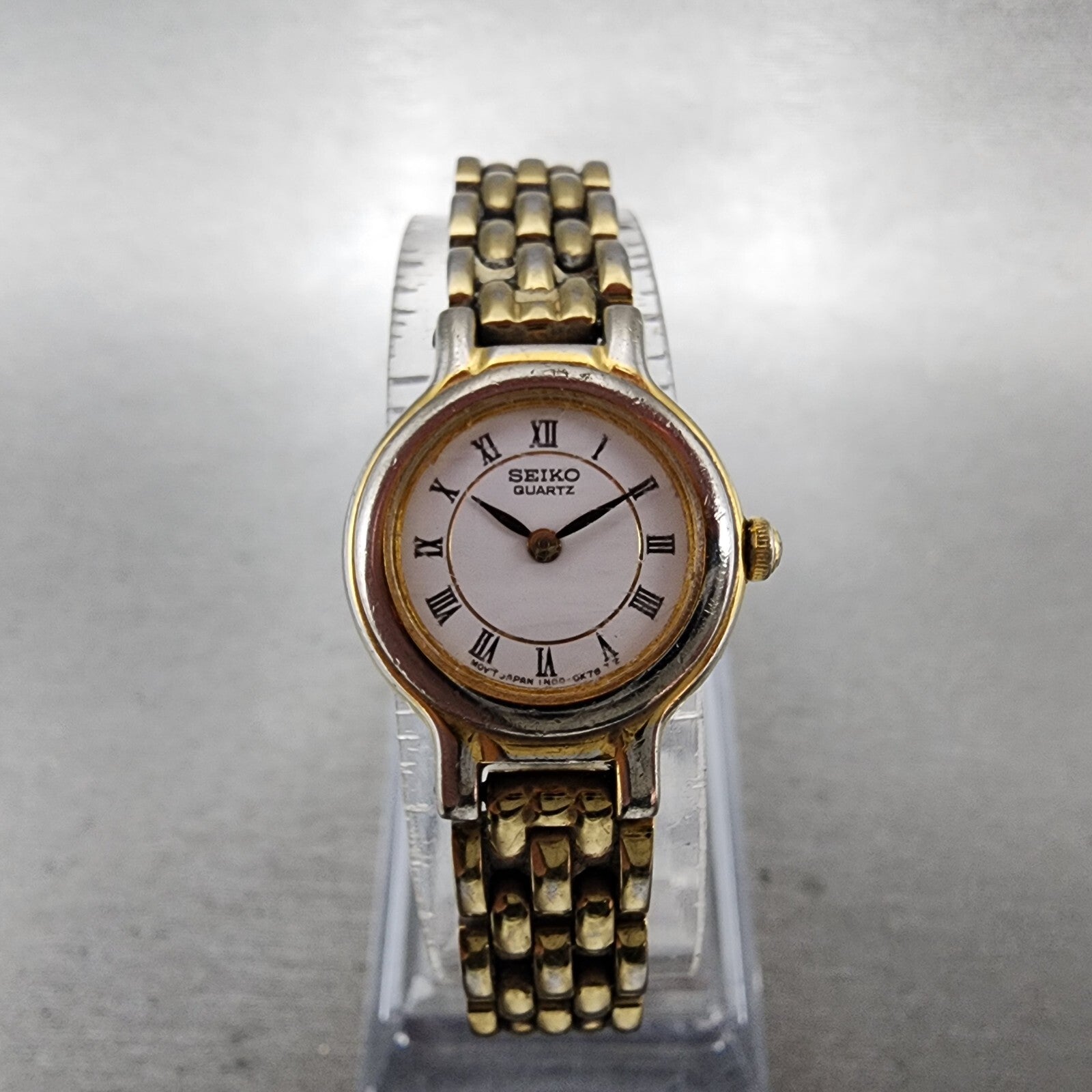Seiko Watch Women 19mm White Dial Gold Tone Round 1N000C49 New Battery0