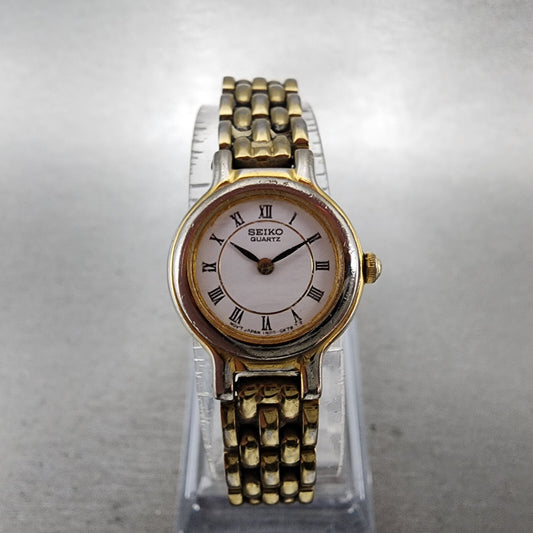 Seiko Watch Women 19mm White Dial Gold Tone Round 1N000C49 New Battery0