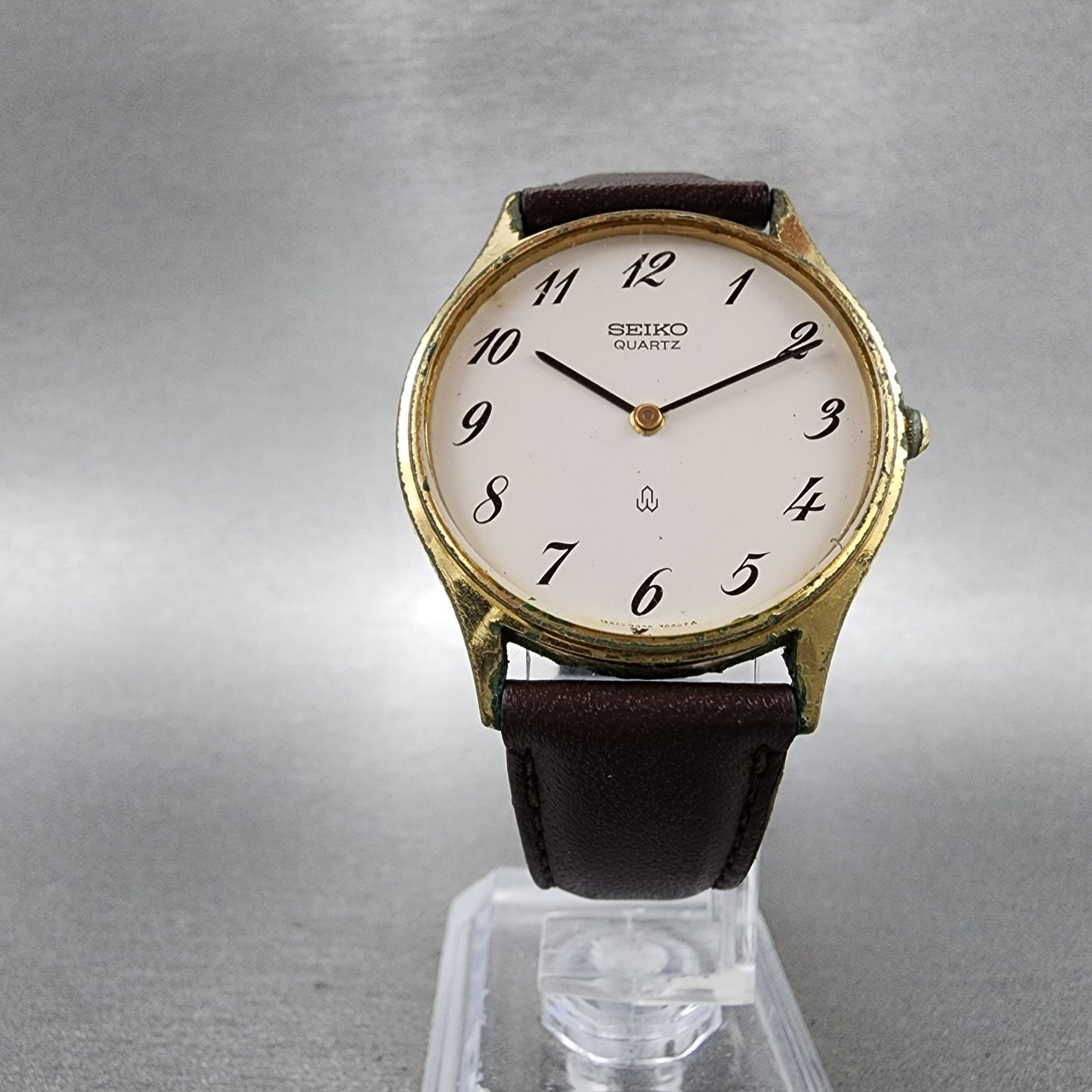 Seiko Watch Men 31mm White Dial Gold Tone Round Vintage 78207030 New Battery5