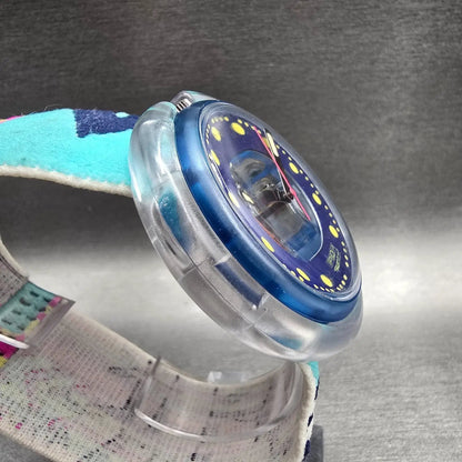 Swatch Pop Photofish Watch Women 47mm Blue Dial Round PWN101 New Battery VTG3