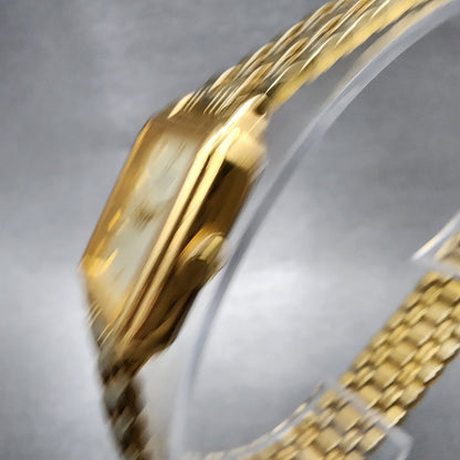 Seiko Tank Watch Women 18mm Champagne Dial Gold Tone Rectangle V4015129 New Bat2