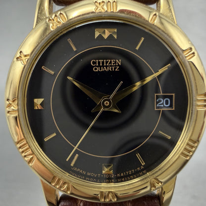 Citizen Watch Women 24mm Black Dial Gold Tone Date 1012-K13131 New Battery1