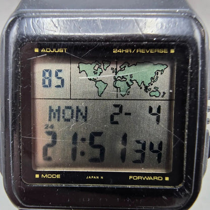 Casio W-50U World Time Watch Men 32mm Black Alarm Chronograph New Battery VTG1
