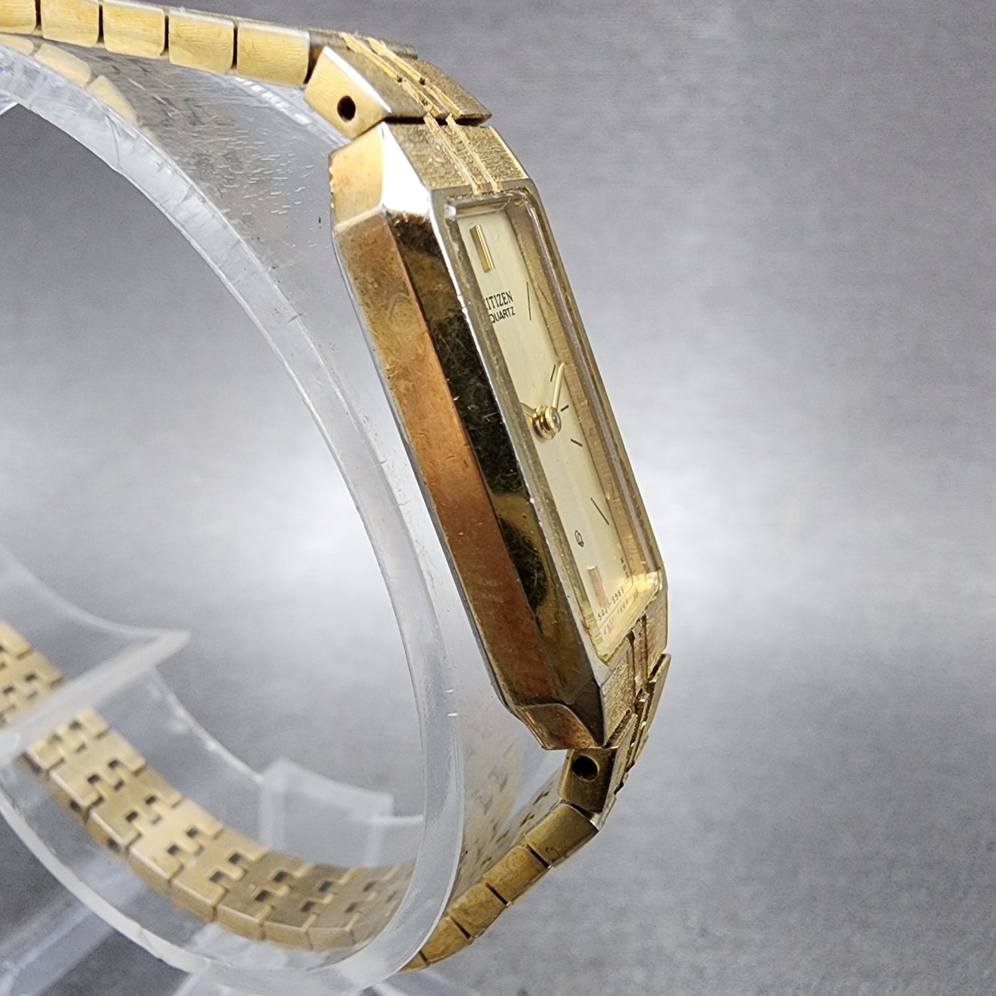 Citizen CQ Tank Watch Women 13mm Champagne Dial Gold Tone Rectangle New Battery3
