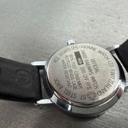 Mondaine Watch Women 26mm White Dial Silver Tone Round Leather New Battery9