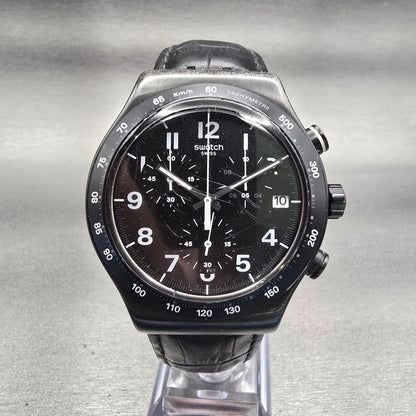 Swatch Destination NYC Chronograph Watch Men 43mm Black Dial Date YVB402 New Bat0