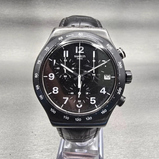 Swatch Destination NYC Chronograph Watch Men 43mm Black Dial Date YVB402 New Bat0