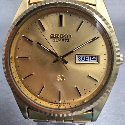 Seiko President Watch Men 35mm Gold Dial Gold Tone Daydate 5Y23-8A60 New Battery1