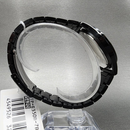 Casio MTPE350 Watch Men 39mm White Dial Black Steel Daydate Metal Bracelet8