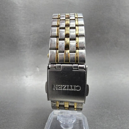 Citizen Eco-Drive Watch Men 35mm White Dial Two Tone Bracelet E030-K001676 Runs7