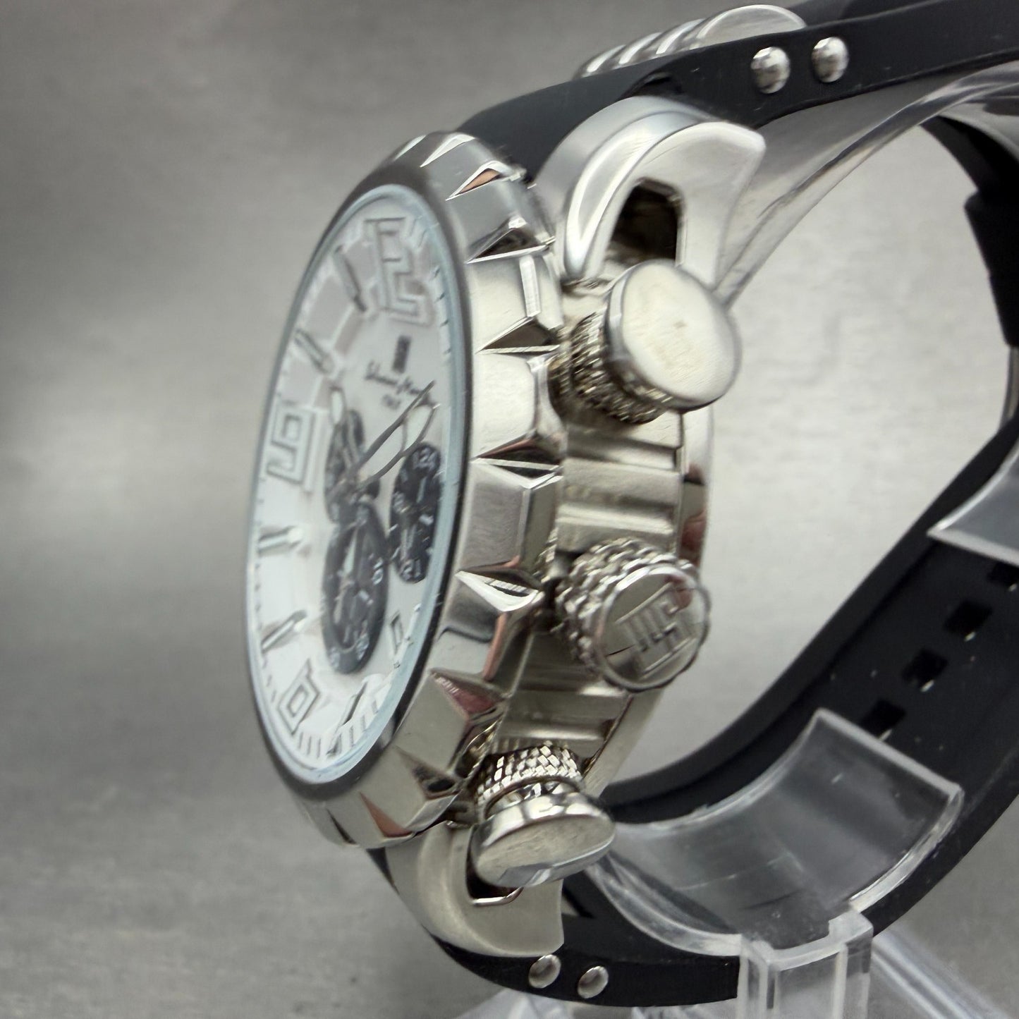 Salvatore Marra Chronograph Watch Men 46mm White Dial Steel Date Round new batt2