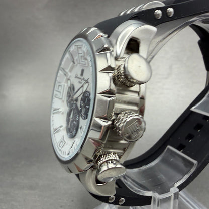 Salvatore Marra Chronograph Watch Men 46mm White Dial Steel Date Round new batt2