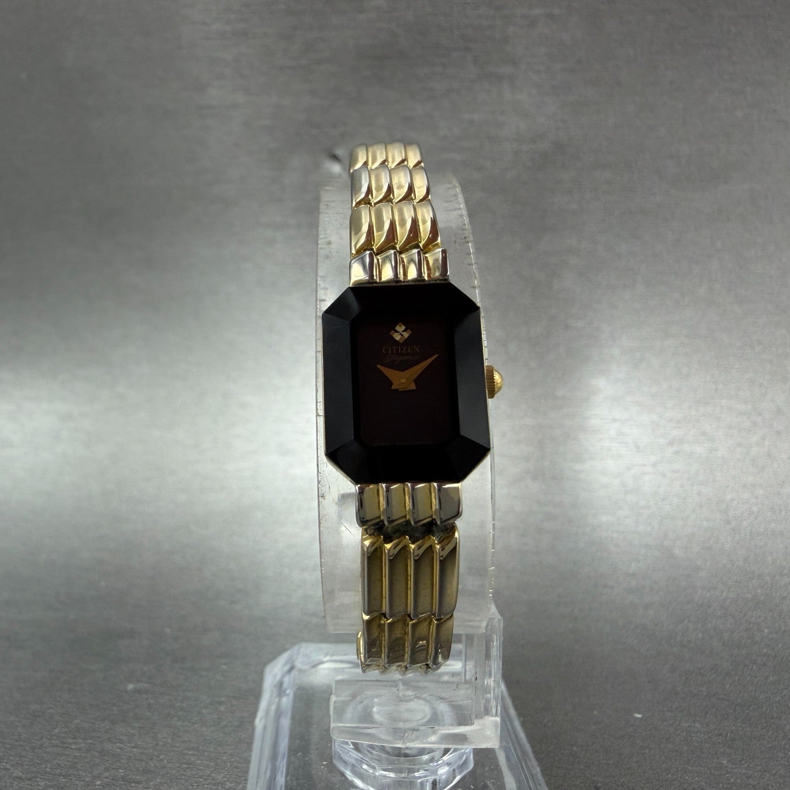 Citizen Watch Women 13mm Black Dial Gold Tone Octagon 5420-F42384 New Battery5