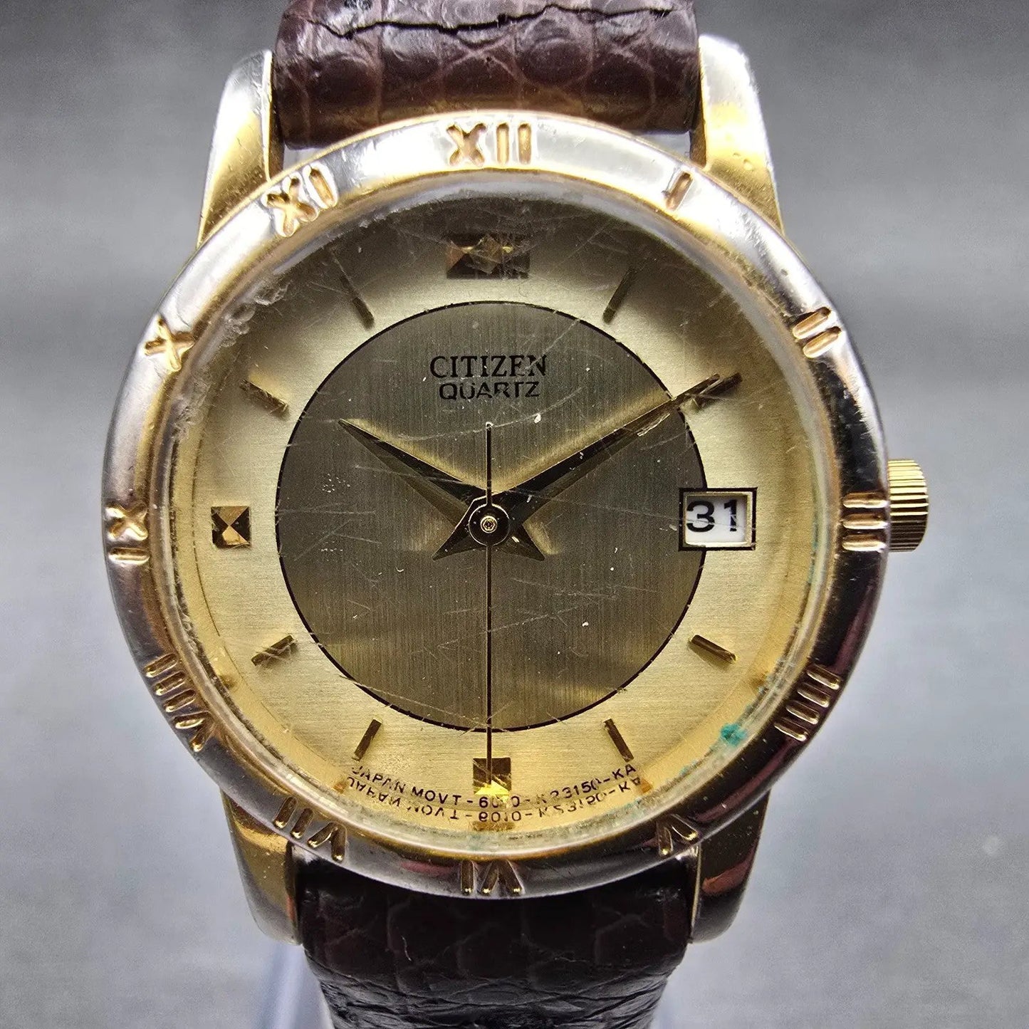 Citizen Watch Women 24mm Gold Dial Gold Tone Date Round 6010-K06878 New Battery1