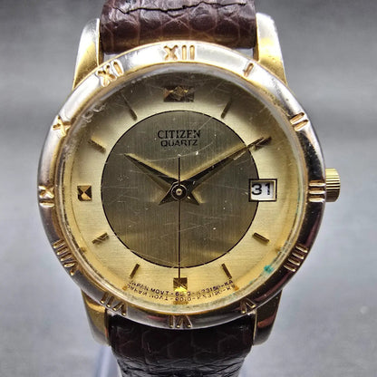 Citizen Watch Women 24mm Gold Dial Gold Tone Date Round 6010-K06878 New Battery1