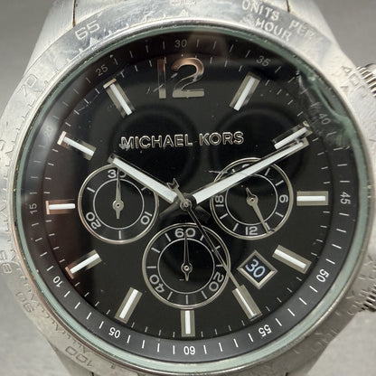 Michael Kors Layton Chronograph Watch Men 44mm Black Dial Steel MK-8215 NewBat1