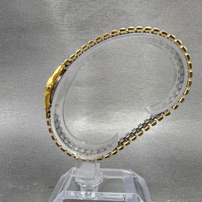 Seiko Watch Women 20mm Gold Dial Gold Tone Round 1N010E19 New Battery6