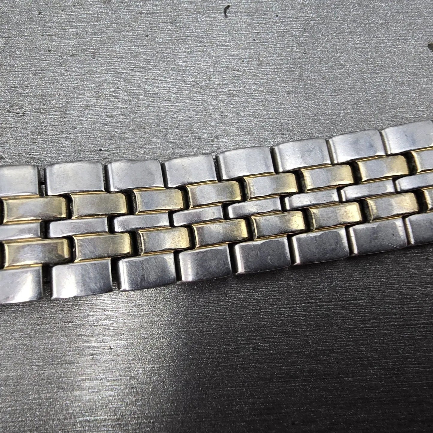 Seiko Bracelet 18mm Stainless Steel Two Tone Tri Folding Clasp VTG Japan 4A4K2C12