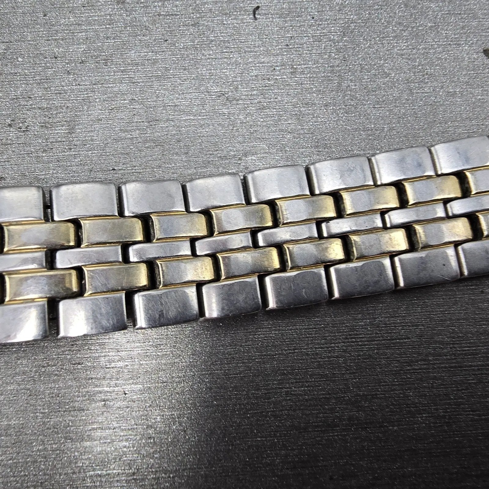 Seiko Bracelet 18mm Stainless Steel Two Tone Tri Folding Clasp VTG Japan 4A4K2C12