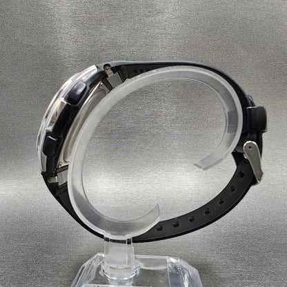 Casio Wave Ceptor Solar Watch Men 43mm White Dial Silver Tone Chronograph Runs6