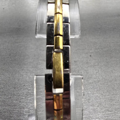 Seiko Watch Women 13mm Black Dial Gold Tone Rectangle 2E20-7479 New Battery VTG7