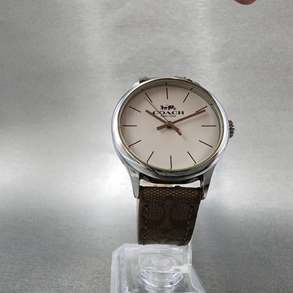 Coach Ruby Watch Women 32mm White Dial Silver Tone Round 14502994 New Batt5