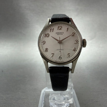 Seiko Watch Women 23mm White Dial Silver Tone Manual Wind 1104-0031 Runs NHJ5