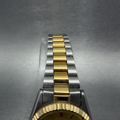 Seiko SQ Watch Women 24mm Gold Dial Two Tone Daydate Round 3E23-0A60 New Batt ST4