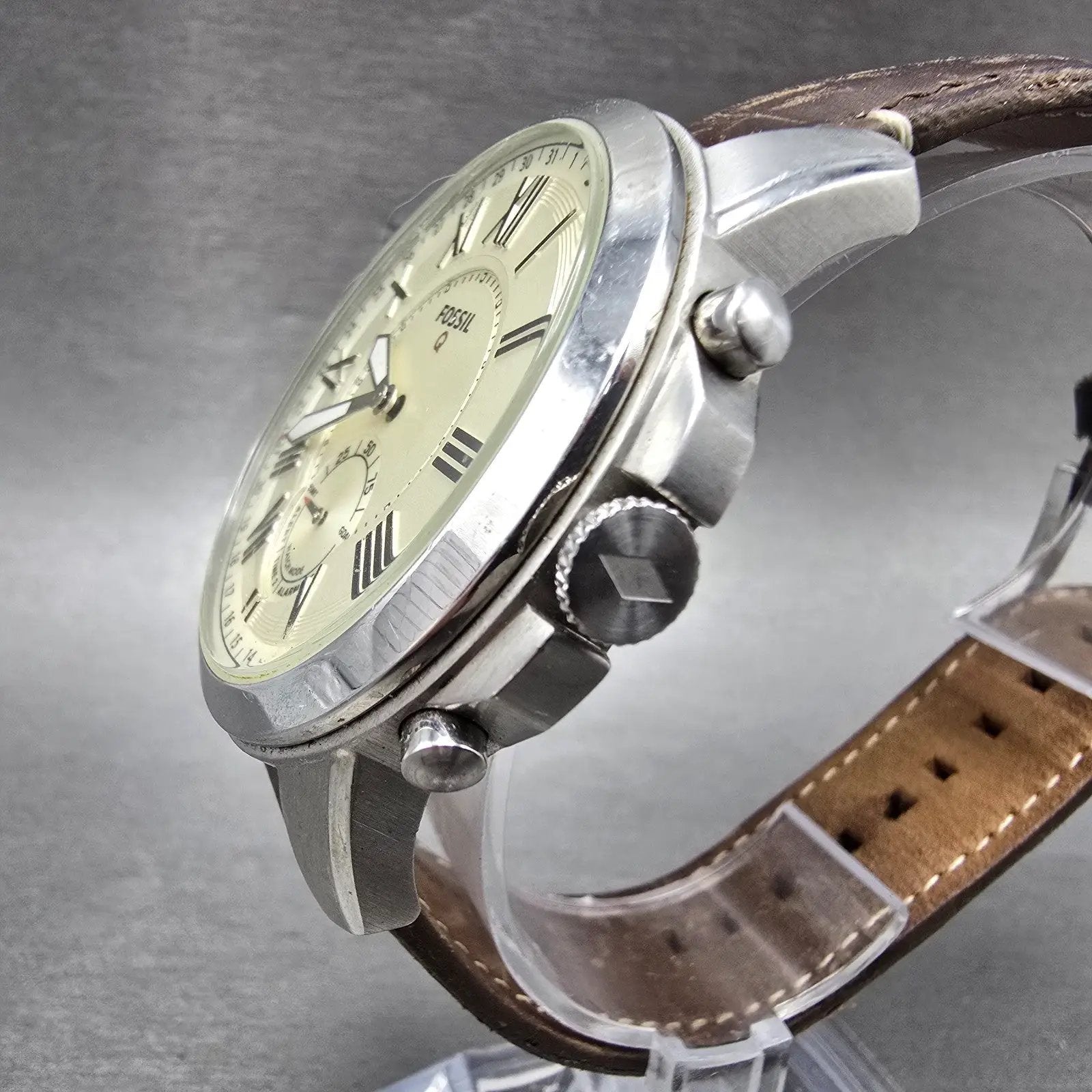 Fossil Q Grant Watch Men 44mm Cream Dial Stainless Steel FTW118 Round New Batt2